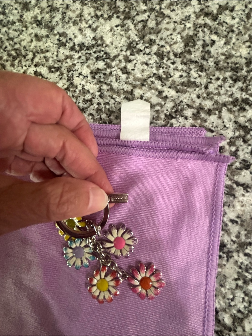 Coach Enamel Daisy Charm Keyring in Yellow, Blue, Purple, Red, Pink - Picture 3 of 7